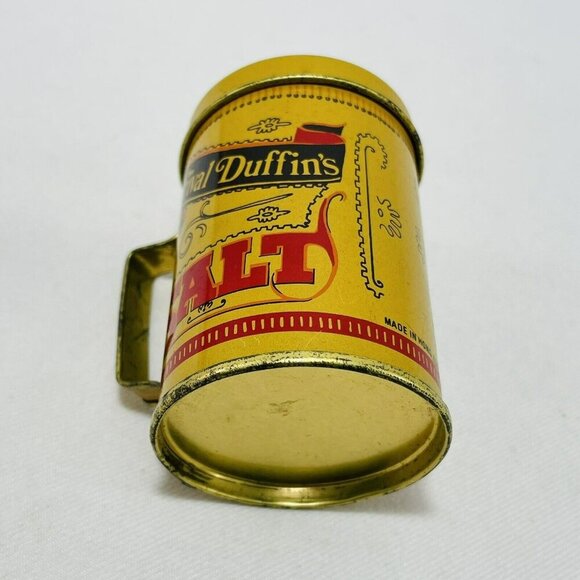 Vintage Percival Duffin Tin Salt Shaker 4” Metal Retro Handle Replacement Yellow - Picture 9 of 12